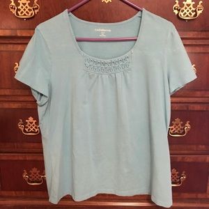 Croft & Barrow aqua shirt with chest detail